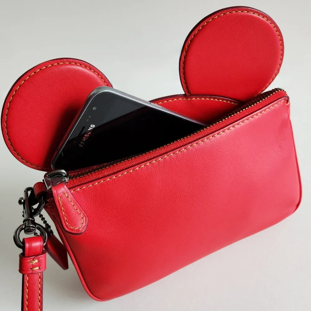 Coach × Disney Red Mickey Wristlet With Detachable Strap & Hang Tag - Picture 2 of 16